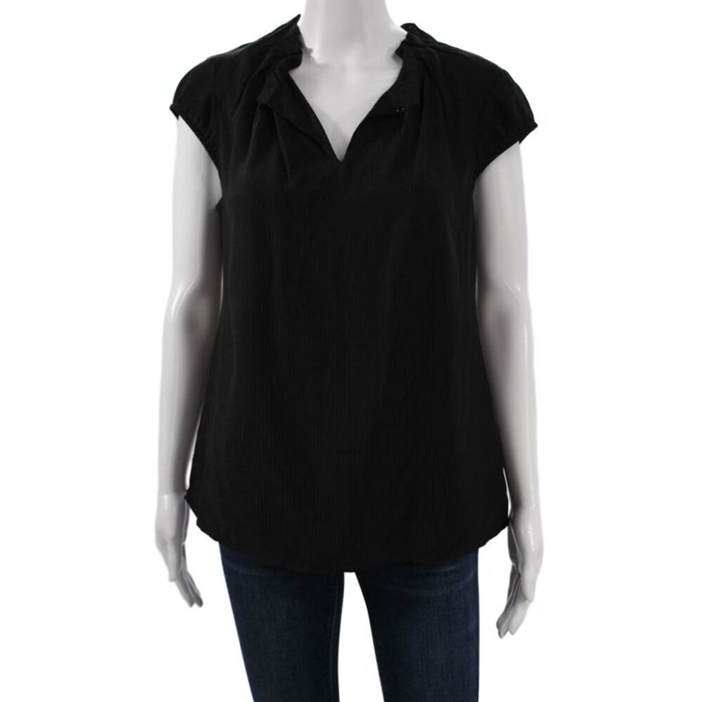 COMMA Womens Basic V Neck Sleeveless Black Viscose Blouse Size 36